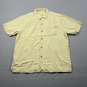 Tommy Bahama Shirt Mens  L Yellow Short Sleeve Button Up Casual Patterned Costal